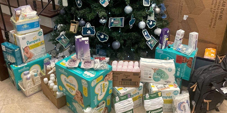 FSA Gives Back Christmas project, Tree with donations of baby items