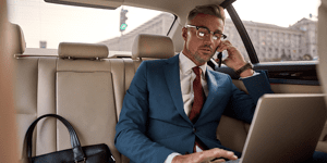 business use of vehicle, taking a phone call in backseat of car